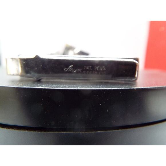 Vintage 3pc Set Anson Sterling Silver Black Onyx Cufflinks & Tie Clip - Picture 7 of 9